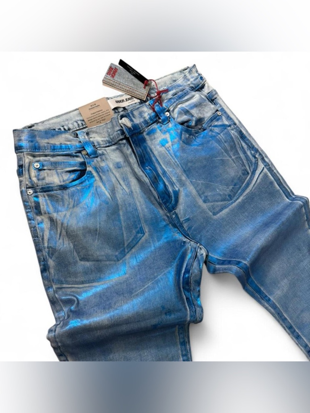 Men's Blue Metallic Finish Jeans